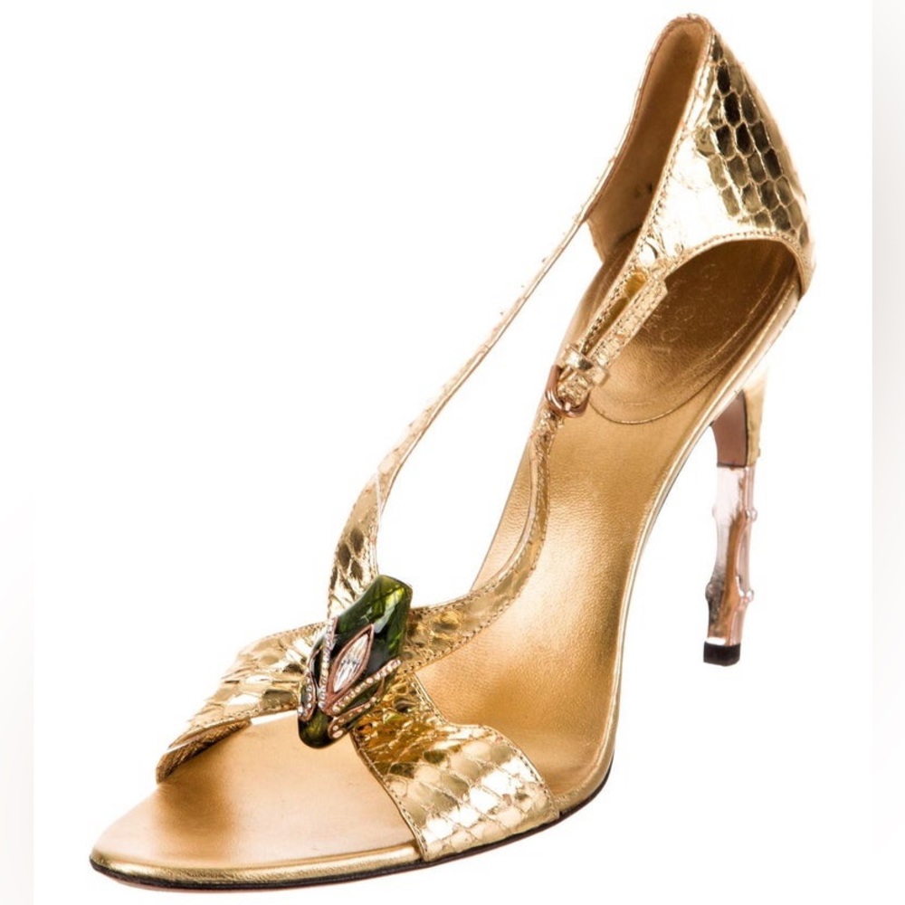 ⭐️ SOLD ⭐️ Authentic Vintage Gucci Tom Ford Gold Python Snakehead Sandals